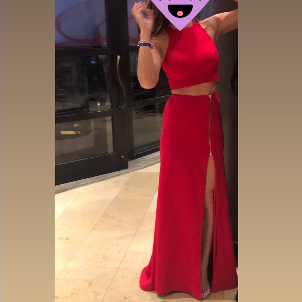 Red Two-Piece Formal Dress
